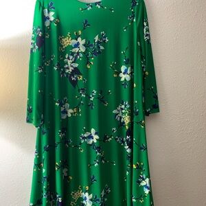 Ralph Lauren A-Line Vibrant Green Floral Dress Size 16